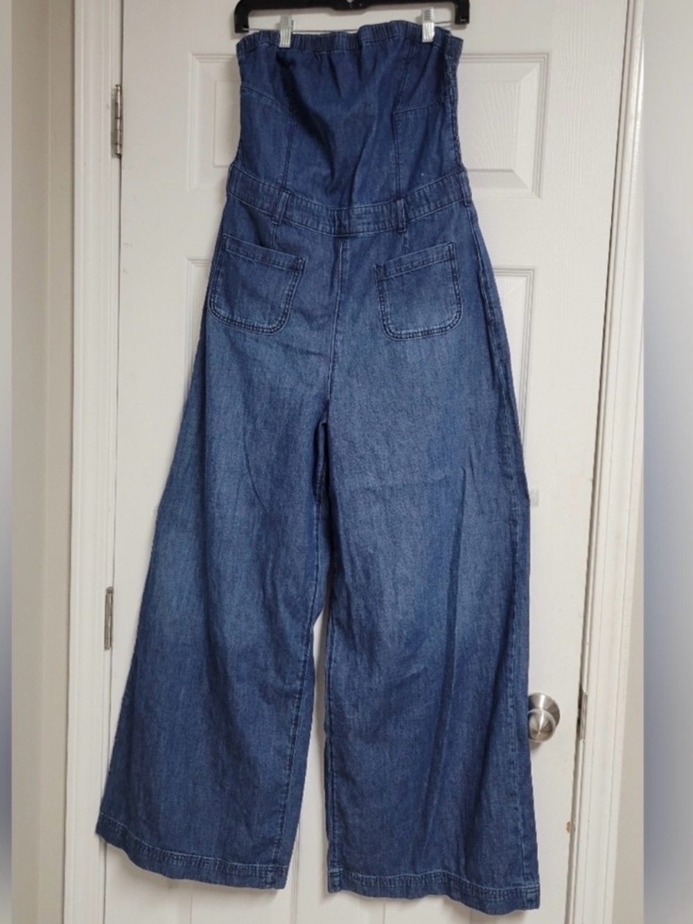 Pilcro Strapless Wide-Leg Denim Jumpsuit - Blue - Picture 5 of 10